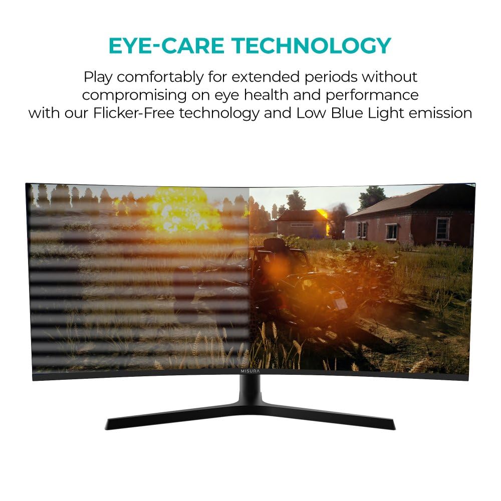 MISURA | Monitor Gaming 34" Curvo | 165 Hz | UW QHD, 21:9 | 1ms | HDR | FreeSync, GSync, Overdrive, Flicker Free | HDMI*2, DP | 4000:1 | Pip & PBP | Luz de respiración RGB | VESA - EG34RWA