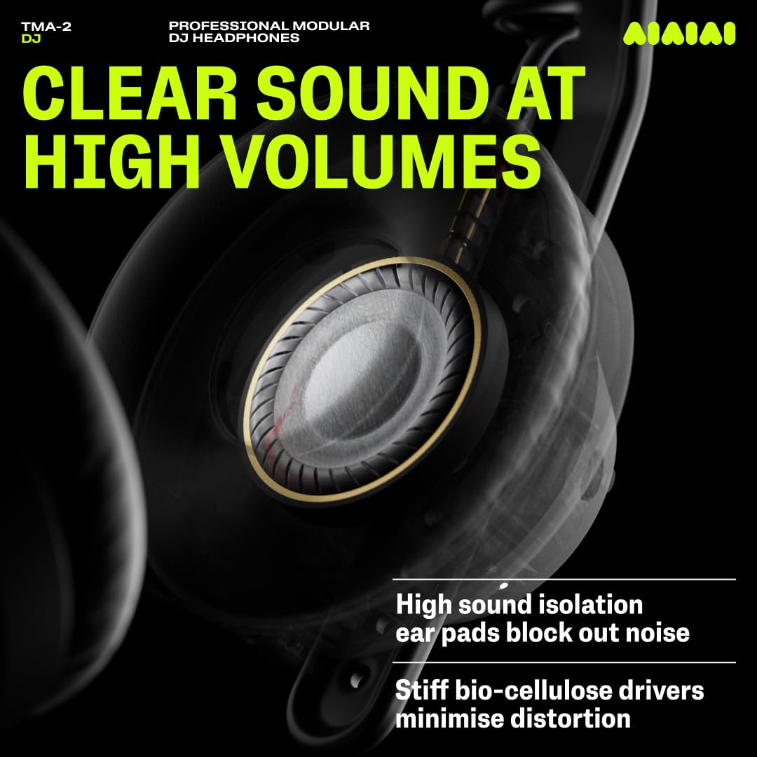 AIAIAI TMA-2 Professional DJ Over Ear Headphones (Talla única, Negro) - Auriculares de estudio con cable - Auriculares con cable de gama alta sobre la oreja