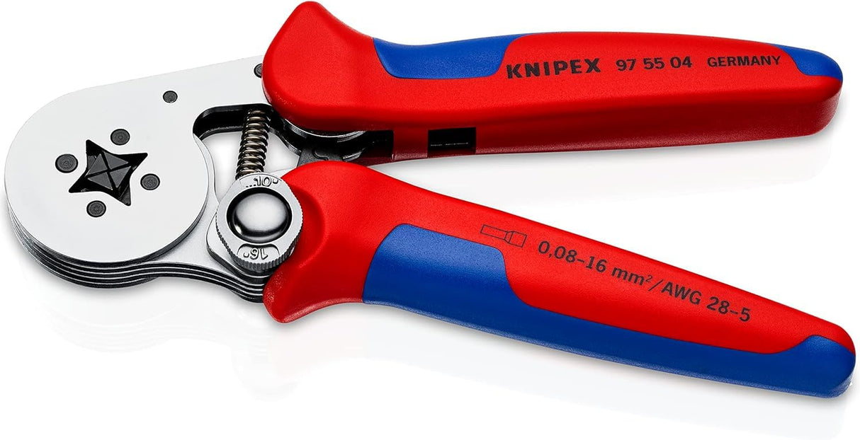 Knipex Alicate autoajustable para crimpar punteras huecas de acceso lateral cromado, con fundas multicomponentes 180 mm 97 55 04