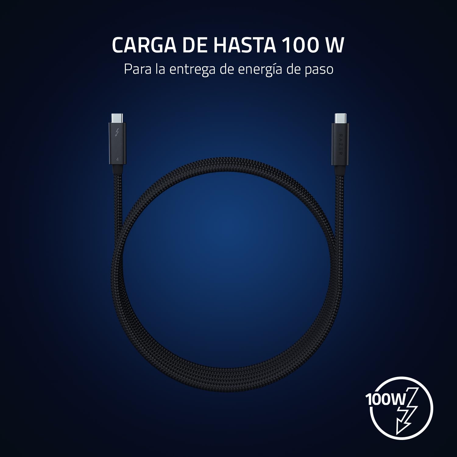Razer Cable Thunderbolt 4 - Cable Thunderbolt de alto rendimiento (40 GB/s, resolución de hasta 8K, carga de 100W, compatible con Thunderbolt 3) Negro | 2.0M