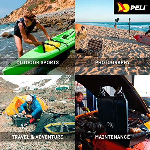 Peli 0340 contenedor de Transporte Profundo con Asas Laterales, asa retráctil y Ruedas robustas, IP67 estanco, 96L de Capacidad, Fabricado en EE.UU., con Espuma Personalizable, Color Negro