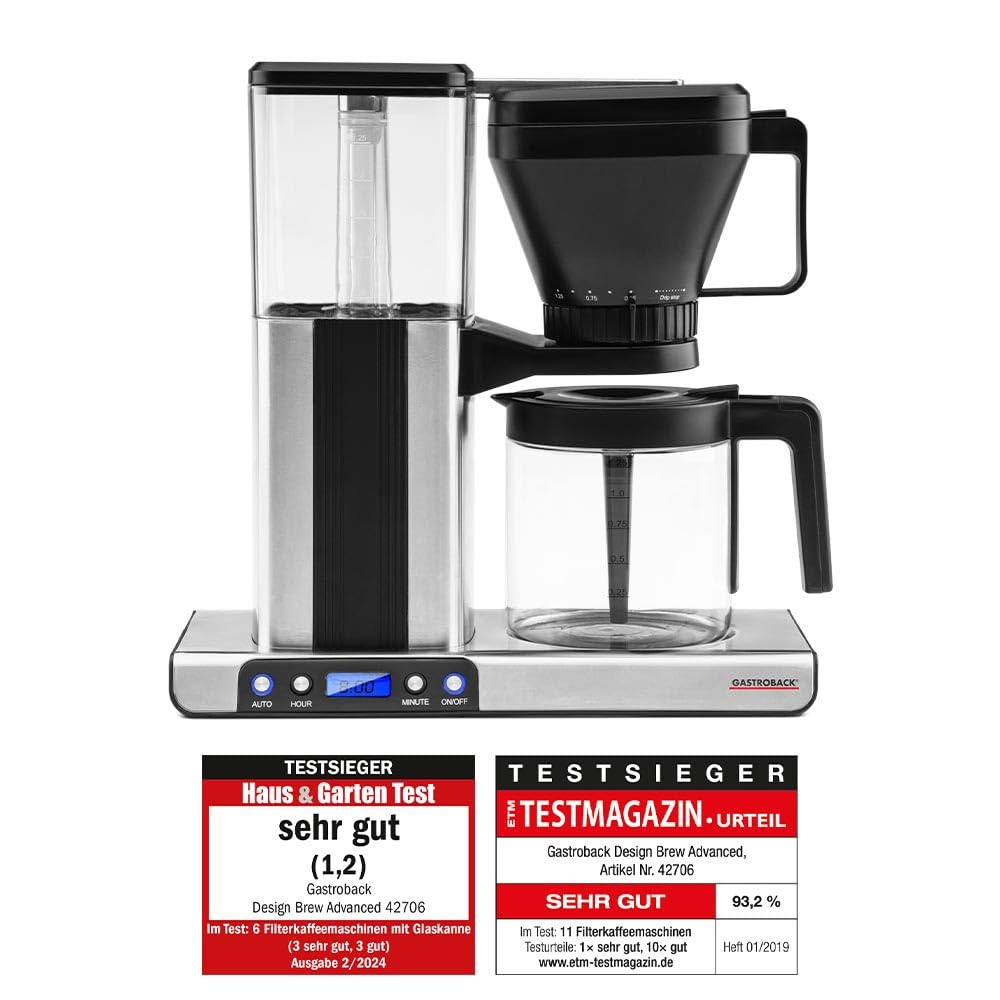 Gastroback 42706 - Cafetera (Independiente, Cafetera de filtro, 1,25 L, De café molido, 1550 W, Negro, Acero inoxidable)