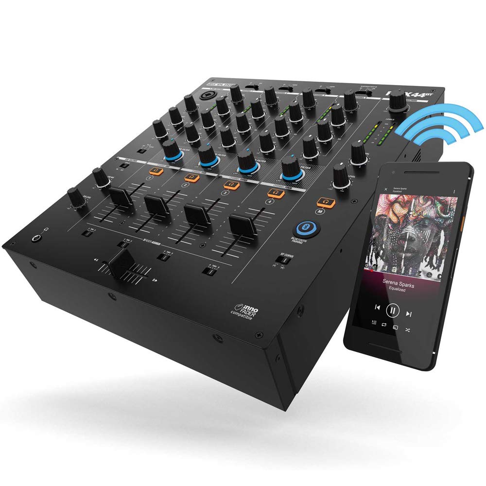 Reloop AMS-RMX-44 BT Mezclador para DJ de club con 4 canales y con Bluetooth con Filtro de sonido, unidad de filtro bipolar con LPF y HPF