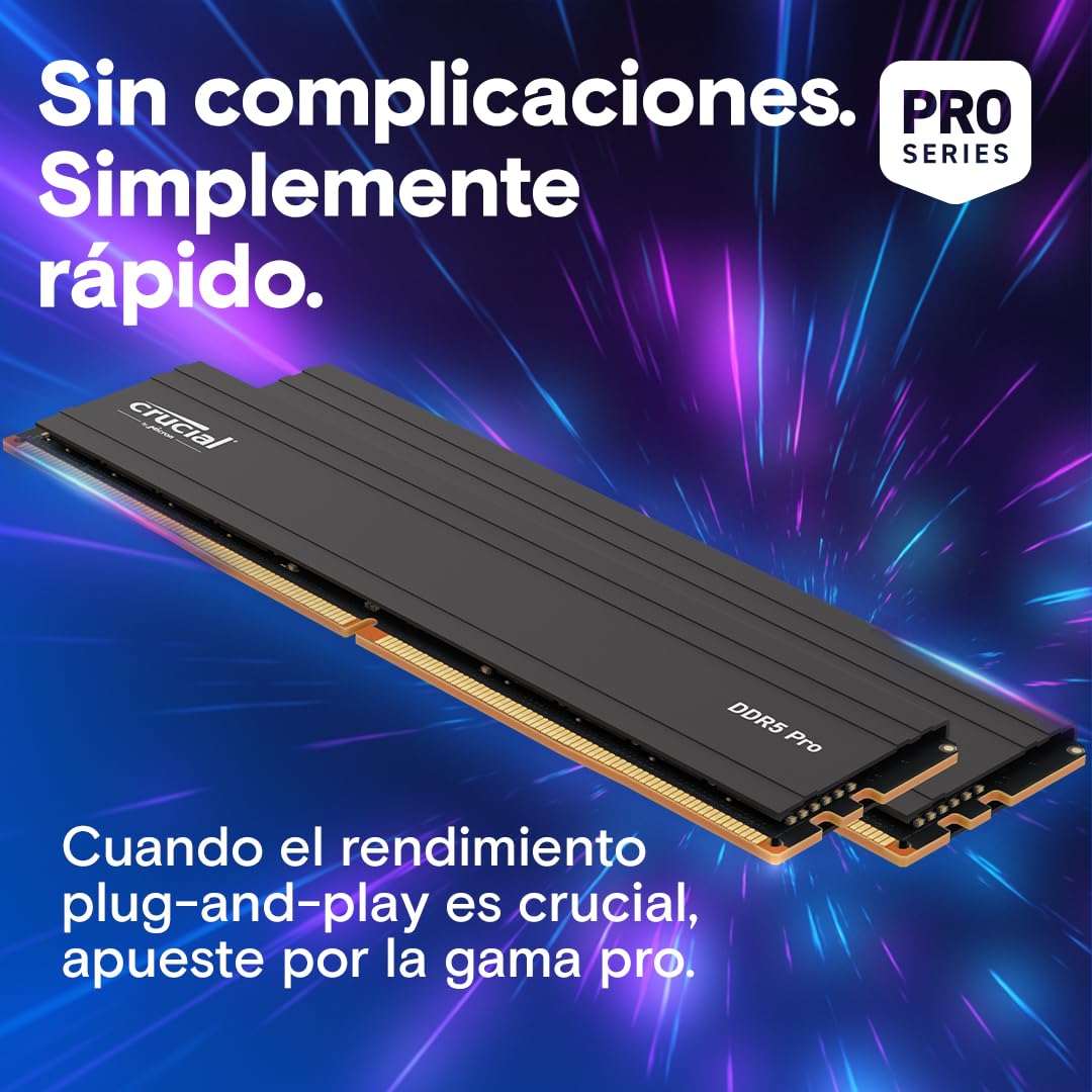 Crucial Pro RAM DDR5 128GB (2x64GB) 5600MHz, Intel XMP 3.0 / AMD Expo, (PC) Memoria RAM DDR5 128GB - CP2K64G56C46U5