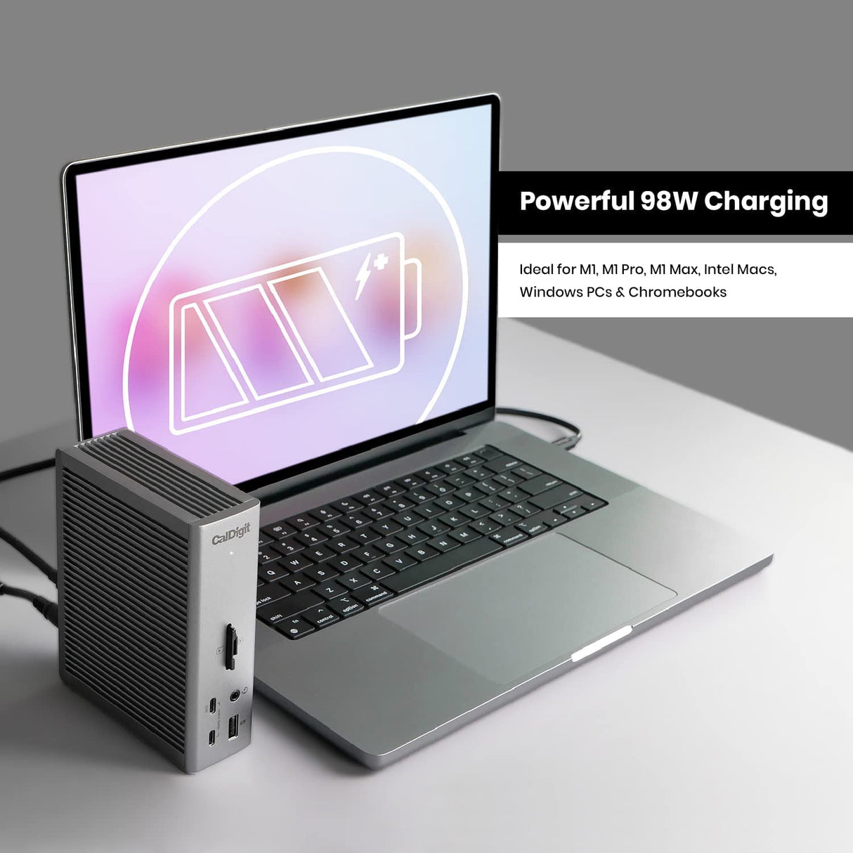 CalDigit TS4 Thunderbolt 4 - Base de Carga (18 Puertos, 98 W, 3 Thunderbolt 4 40 GB/s, 5 USB-A, 3 USB-C (10 GB/s), 8 K o 2 Pantallas 6 K 60 Hz, Mac, PC, Compatible con Cromo, con Cable de 0,8 m)