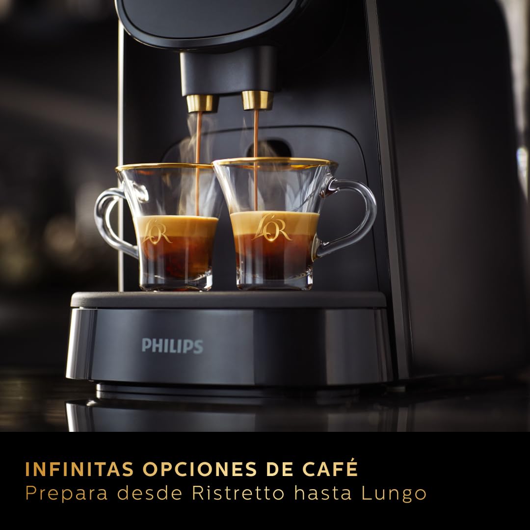 Cafetera de Cápsulas L'OR Barista – Doble Shot, Reconocimiento Dual de Cápsulas, 19 Bares, Nespresso, Bandeja de Goteo Ajustable, Tamaños de Café Personalizables LM8012/66, 1,1 l