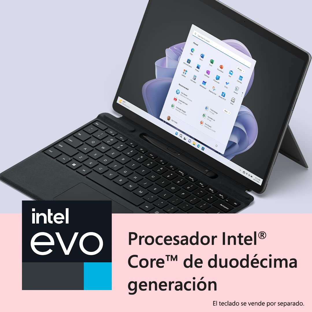 Microsoft Surface Pro 9 - (Intel Core EVO i7-1255U, 16GB RAM, 512GB SSD con Iris Xe graphics y Windows 11), Negro