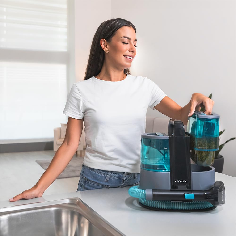 Cecotec Limpiador Aspirador de Tapicerías y Alfombras con Cable Conga 4000 Carpet&Spot Clean XL Advance. 600W, 14kPa, 2 Depósitos: Agua Limpia y Sucia, Pulverizador, Accesorio Ventanas y 3 Boquillas