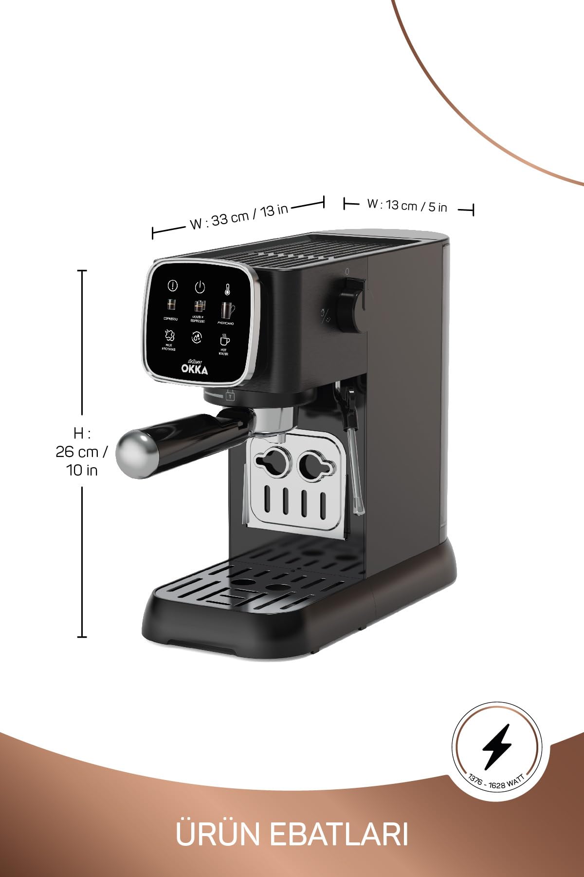 Okka Espresso Solo Máquina espresso semiautomática OK0034-05 Negro-Cromo
