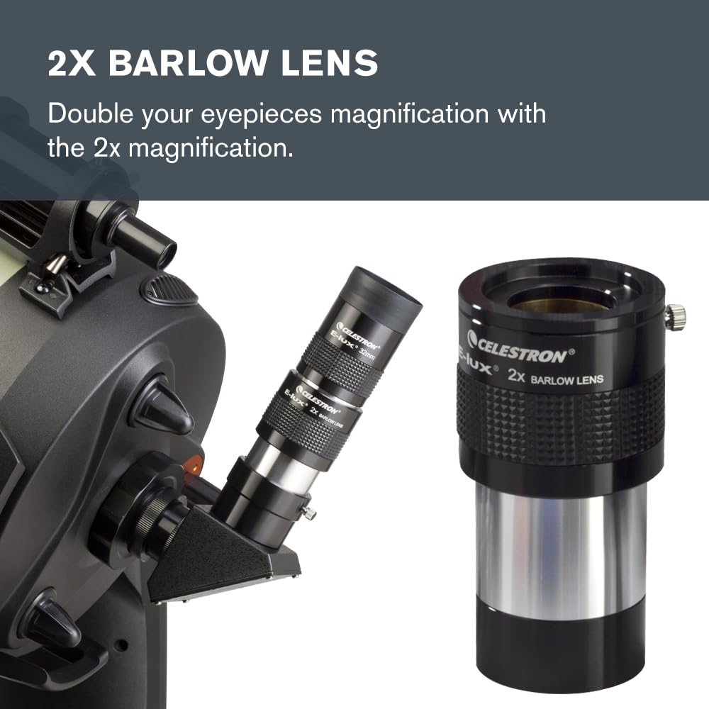 Celestron 94305: ocular 2 pulgadas y kit de filtros, 12 uds. - Espejo diagonal 2", adaptador diagonal, 3 oculares E-lux 2", 2 lentes de Barlow, filtros de 5 colores, funda rígida de aluminio, plateado