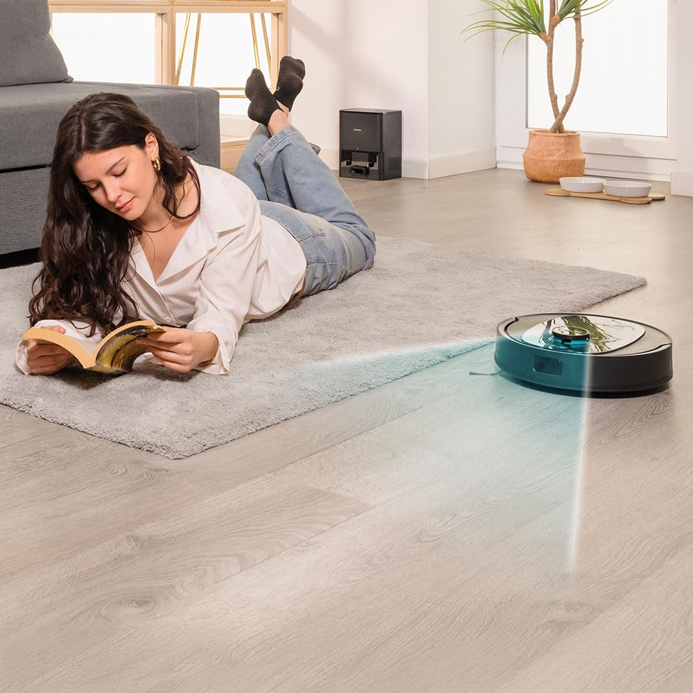 Cecotec Robot Aspirador y Base Autovaciado Conga 7690 Immortal MAX Home M, Navegación Laser, Succión 5000 Pa, hasta 220min Autonomía, Base, 2,5L, Control App, 4en1 Barre, aspira, friega y Pasa mopa