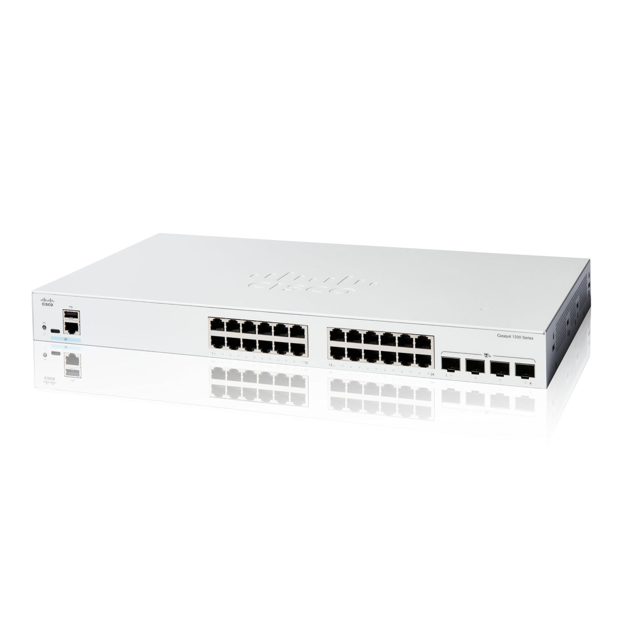 Cisco Switch Inteligente Cisco Catalyst 1200-24T-4X, GE de 24 Puertos, SFP+ 4 x 10 GE, protección Limitada de por Vida (C1200-24T-4X)