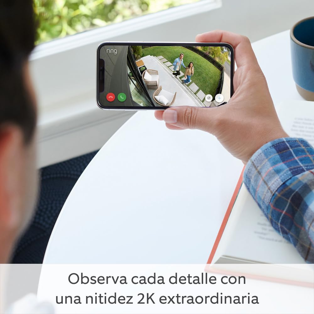 Ring cámara Pro con luces cableada (Spotlight Cam Pro Wired) | Cámara de seguridad exterior con vídeo 2K, Ring Vision, detección de movimiento 3D y luces LED | 30 días de prueba gratuita de Ring Home