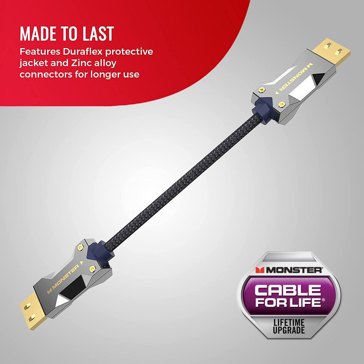 Monster Cable HDMI M3000 de 15 m, cable HDMI 8K, certificado AOC Premium 2.1, cable HDMI de ultra alta velocidad 48 Gbps, 8K a 60Hz, 4K a 120Hz, HDR, eArc, conectores dorados, cable de TV, compatible