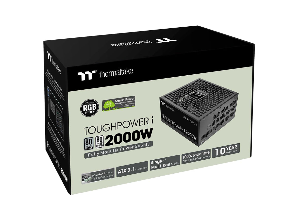 Thermaltake Toughpower i 2000W | Fuente de Alimentación Digital ATX 3.1 | 80 Plus Titanium | PCIe Gen 5.1 con 12V-2×6 | Monitorización en Tiempo Real | Totalmente Modular