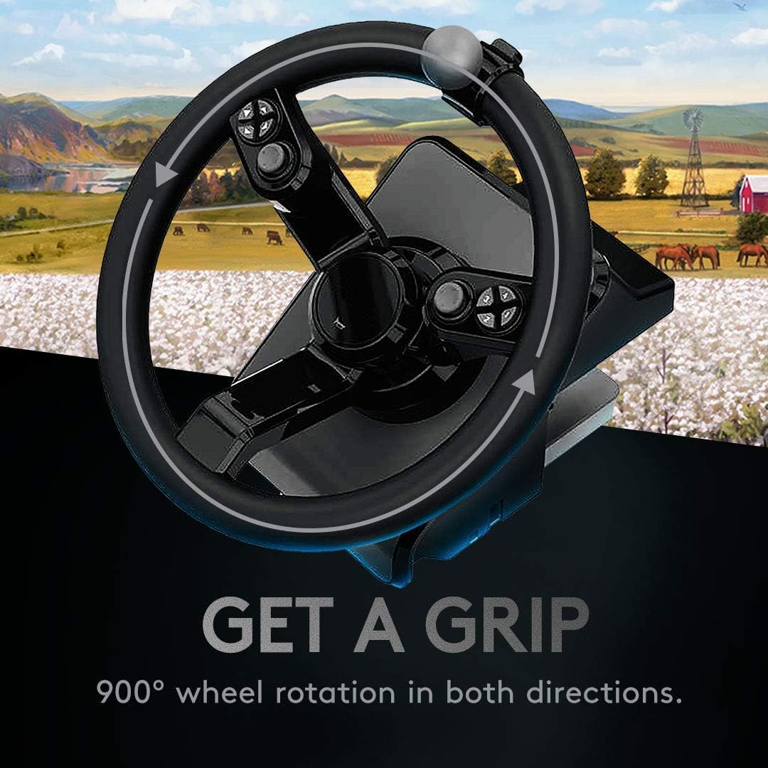 Logitech G Saitek Paquete de Equipo Pesado, Volante 900 Grados, 38 Botones Asignables, Dos Palancas Analógicas, USB, PC/Mac, Color Negro