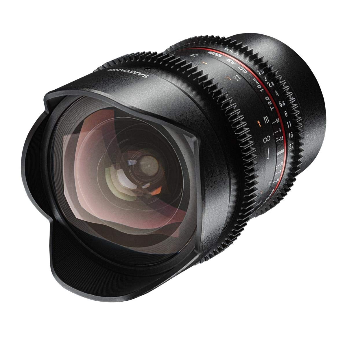 Samyang SA1314 - Objetivo para vídeo VDSLR 16 mm T2.6 ED AS UMC II para MFT (Micro 4/3) (Enfoque Manual, UMC Anti-Reflectante) Negro - con Parasol extraíble