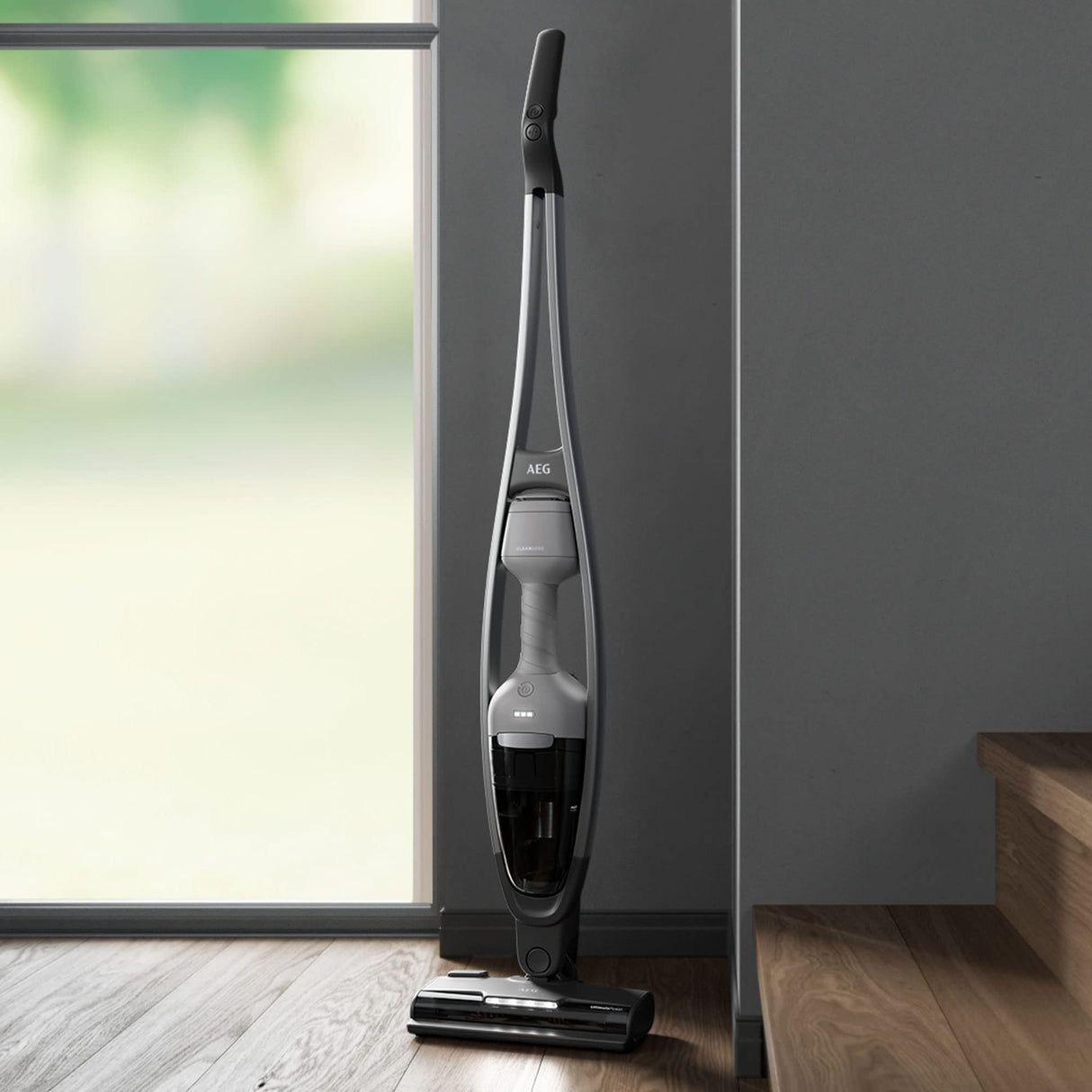 AEG AS62CB25UG Clean 6000 Aspiradora Sin Cable, 25,2 V, Autonomía de 55 min, Tecnología Brushrollclean, Carga en 4,5 h, Depósito de 0,35 L, Tecnología Cyclonic, 3 Accesorios, Gris