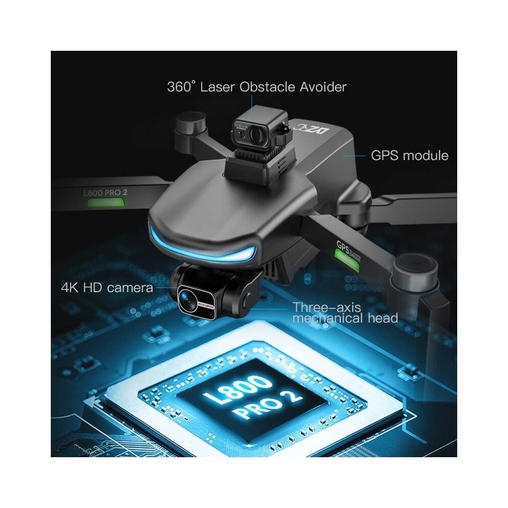 LUXWALLET Omega X Dodge, 45 km/h, dron GPS, Sensor para Evitar obstáculos, WiFi FPV de 5 GHz, Micro SD, 2 cámaras, cardán de 3 Ejes