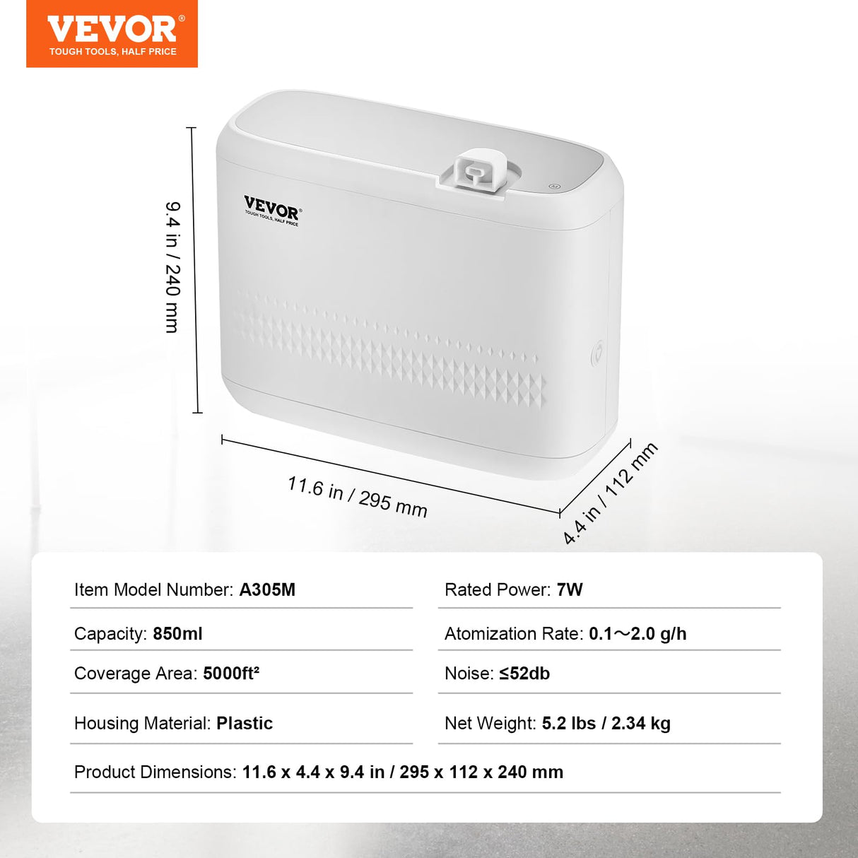 VEVOR Difusor de Aroma HVAC Mejorado para Toda la casa, máquina de Aire aromático de 850 ml con tecnología de Aire frío, difusor de Aceite Esencial sin Agua, Cubre hasta 5000 pies Cuadrados para