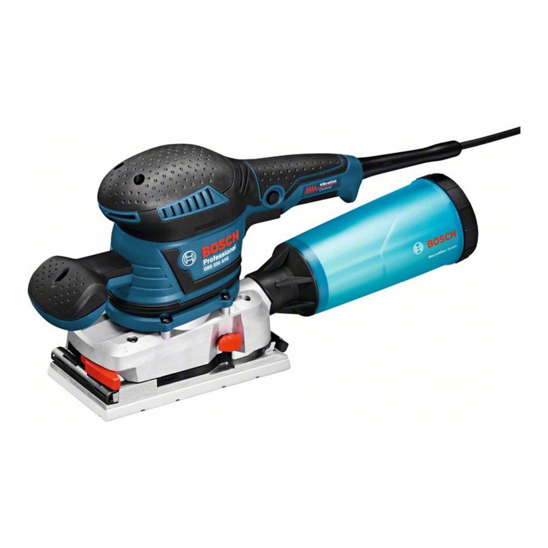 Bosch Professional GSS 230 AVE - Lijadora orbital (300 W, vibration control, plato lijador 182 x 92 mm, microfiltro, en caja)