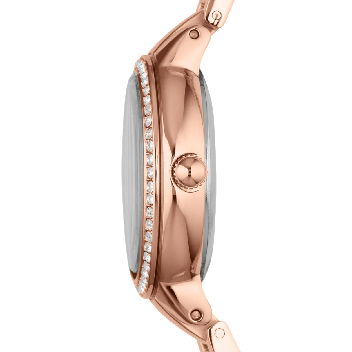 Fossil Virginia Reloj para mujer, movimiento de cuarzo con correa de acero o piel, Tono oro rosa y blanco con purpurina, 30MM