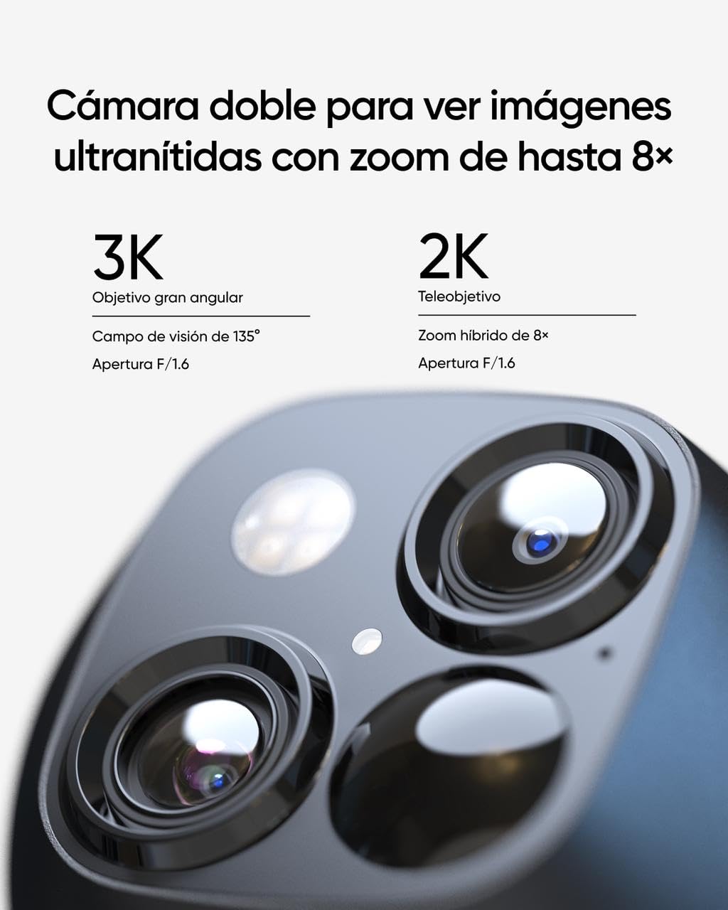 eufy Security SoloCam S340 3K Camara vigilancia WiFi Exterior Solar, Camara vigilancia WiFi Exterior, vigilancia de 360°, Wi-Fi 2,4 GHz, sin cuotas mensuales, Compatible con HomeBase 3