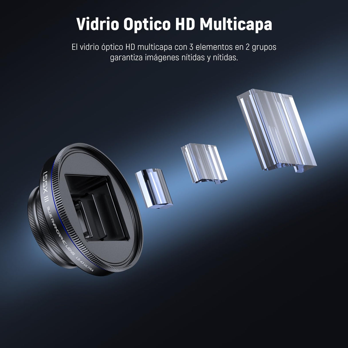 NEEWER 1.55x Lente Anamórfica Azul Compatible con iPhone, Android y Samsung Accesorios Cámaras Teléfono con Clip Rosca 17mm y Aro Adaptador Filtro 58mm, Efecto Cine Pantalla Ancha, LS-43 Ultra