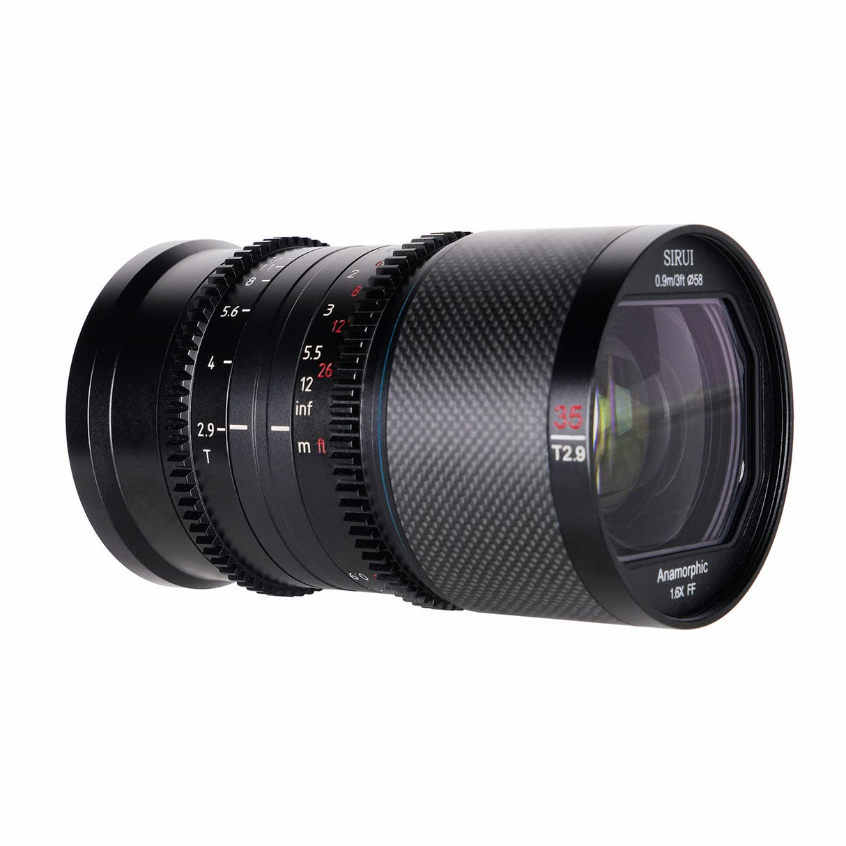 SIRUI Saturn 35mm T2.9 1.6X Full Frame Carbono Fibra Anamorphic Lens, Ligero Cine Cinema Objetivo Lens Lenses Lente para Drones, estabilizadores de cardán de Mano (E Mount, Natural Flare)