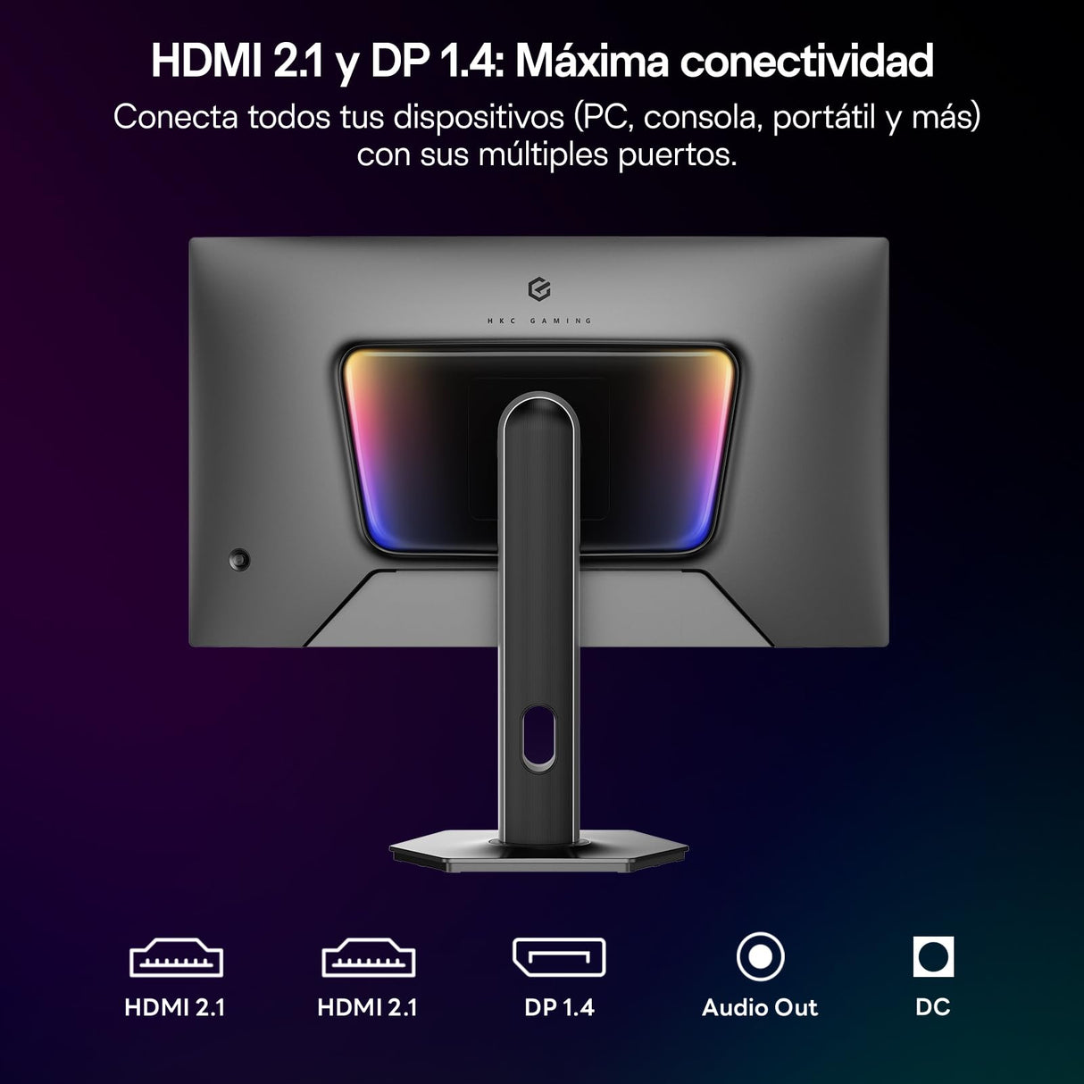 HKC Monitor OLED para Juegos de 27 Pulgadas, 240 Hz, QHD (2560 × 1440), 0,03 ms, HDR True Black 400, 99% DCI-P3, Eye Care, HDMI 2.1, DP 1.4, VESA 100 × 100, Ajuste de Altura e Inclinación, Gris