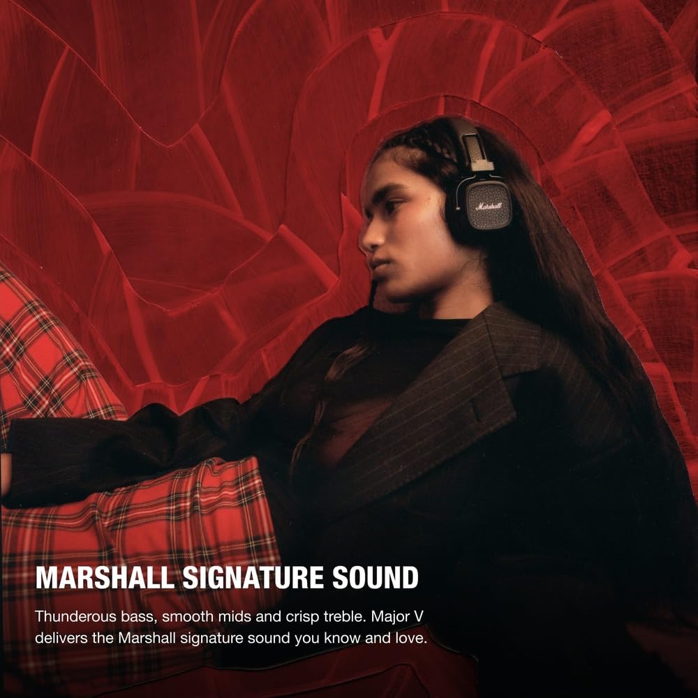 Marshall Major V Auriculares Inalámbricos Bluetooth, 100 Horas de Reproducción - Negro