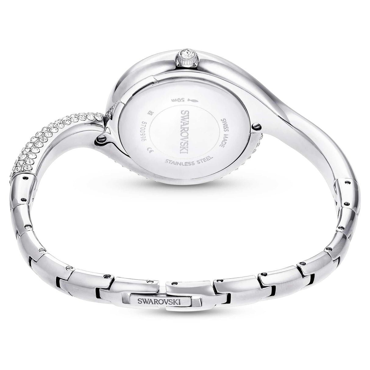 Swarovski Reloj Dextera Asymmetric, Fabricado en Suiza, Brazalete de Metal, Tono Plateado, Acero Inoxidable