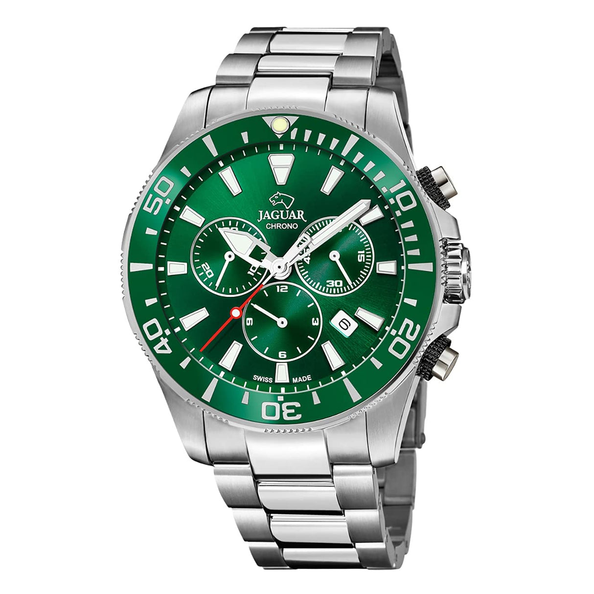 JAGUAR Reloj Modelo J872/2 de la colección Executive, Caja de 46,5 mm Verde con Correa de Acero para Caballero