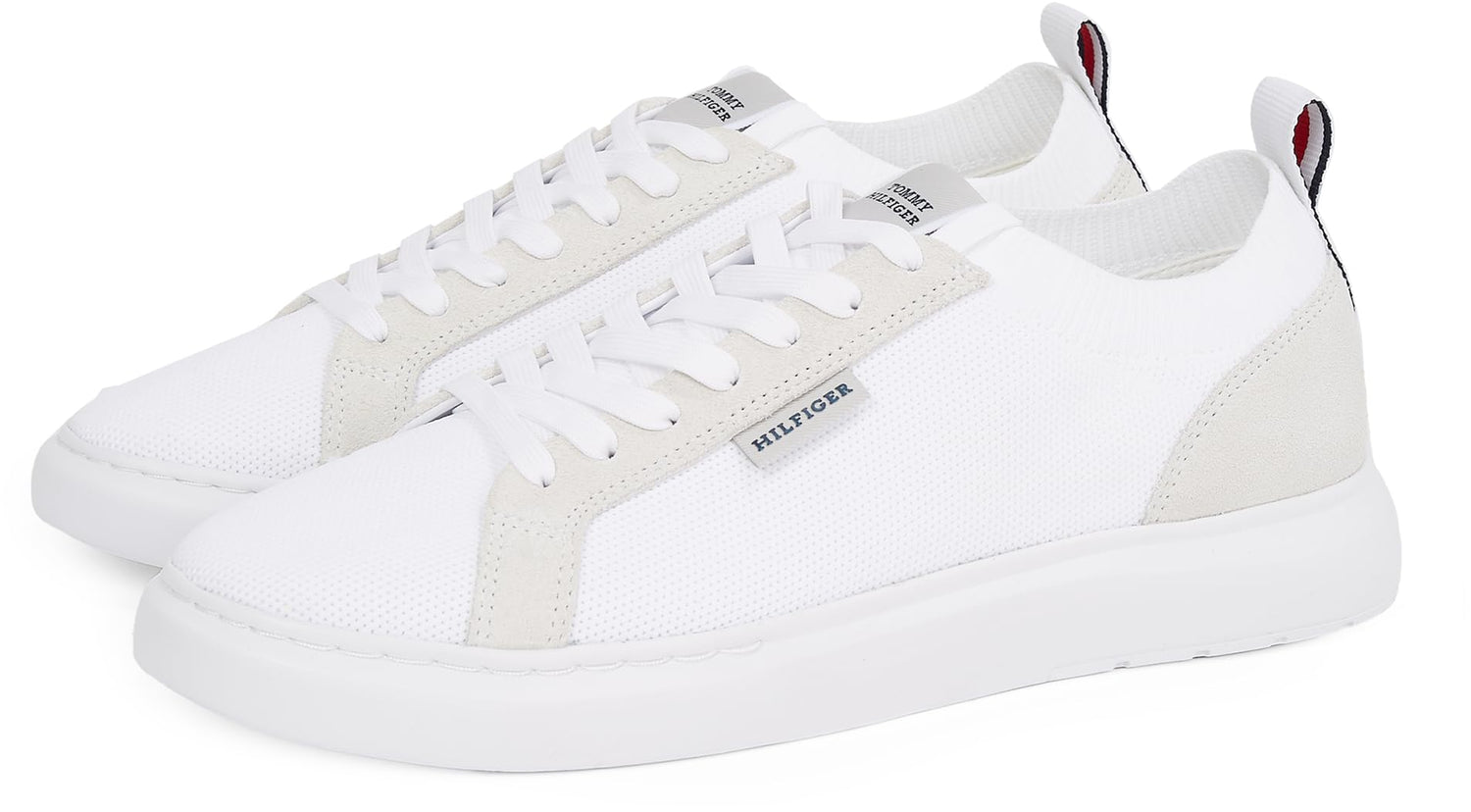 Tommy Hilfiger Sneaker con Suela Vulcanizada Hombre Light Knit Seasonal Elegante, Blanco (White), 43