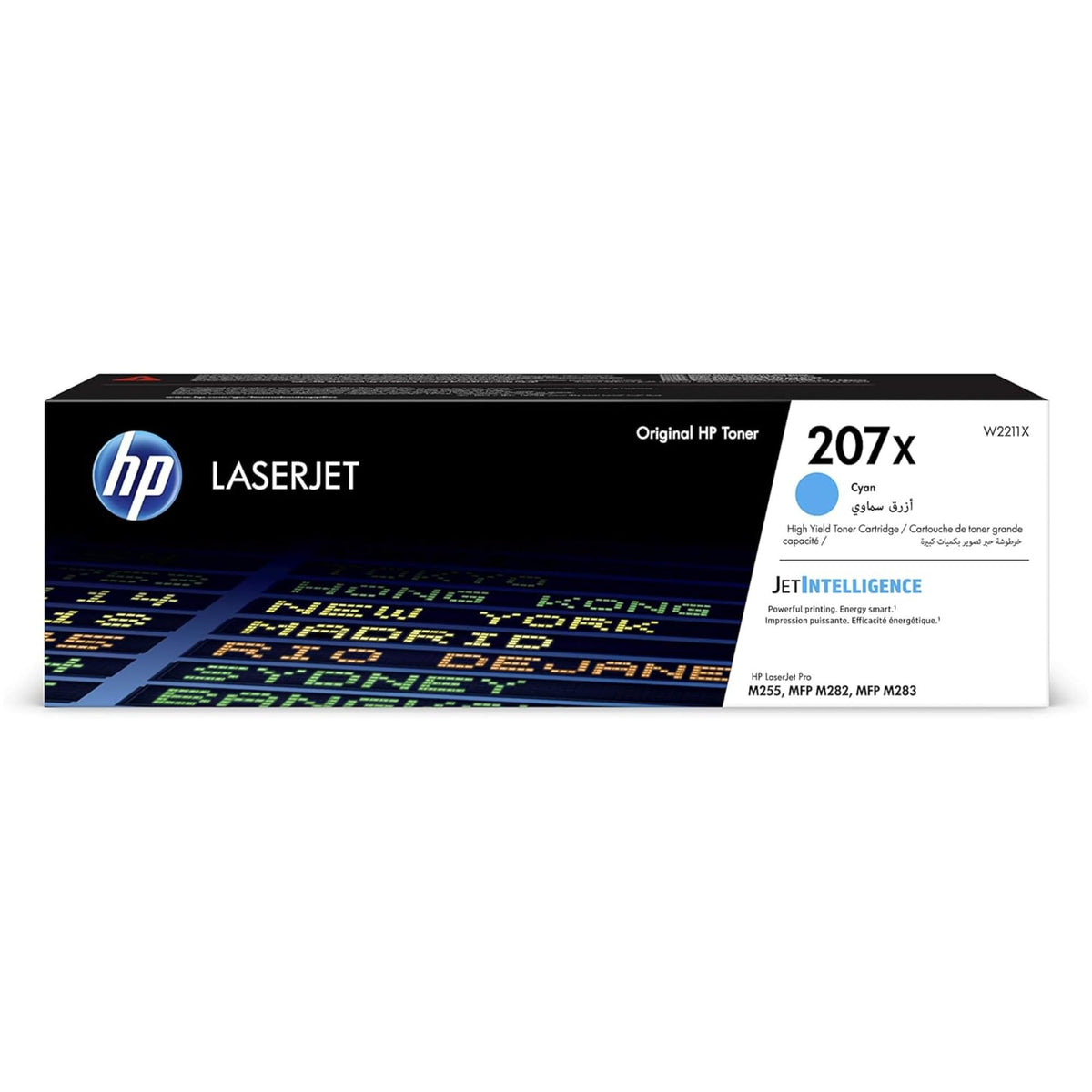 HP 207X W2211X, Cian, Cartucho Tóner de Alta Capacidad Original, de 2.450 páginas, para impresoras HP Color LaserJet Pro MFP M282nw, MFP M283fdn, MFP M283fdw, M255dw y M255nw