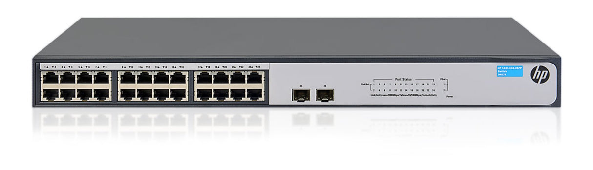 HP 1420-24G-2SFP+10G Uplink Switch - Switch - 24 puertos - no administrados - escritorio, montaje en bastidor (JH018A)