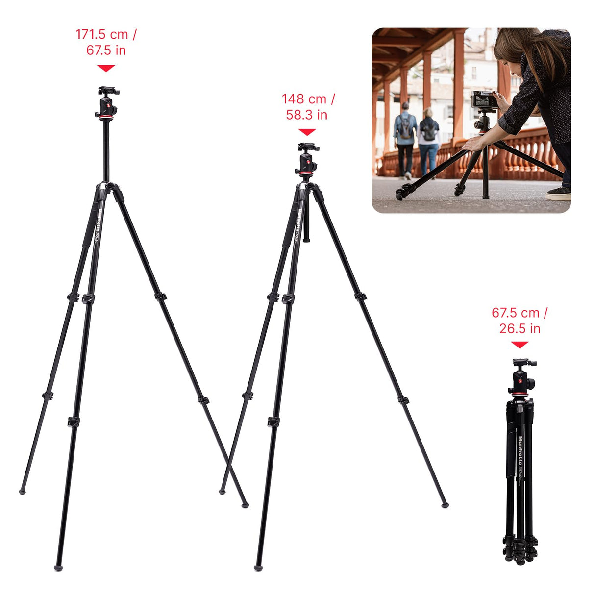 Manfrotto 290XTRA Trípode Cámara Aluminio con Rótula 496, 3 Secciones, 4 Ángulos, Cierres Rápidos, Placa Arca-Swiss, 10 kg, Bolsa, para DSLR, Cámaras sin Espejo y Compactas