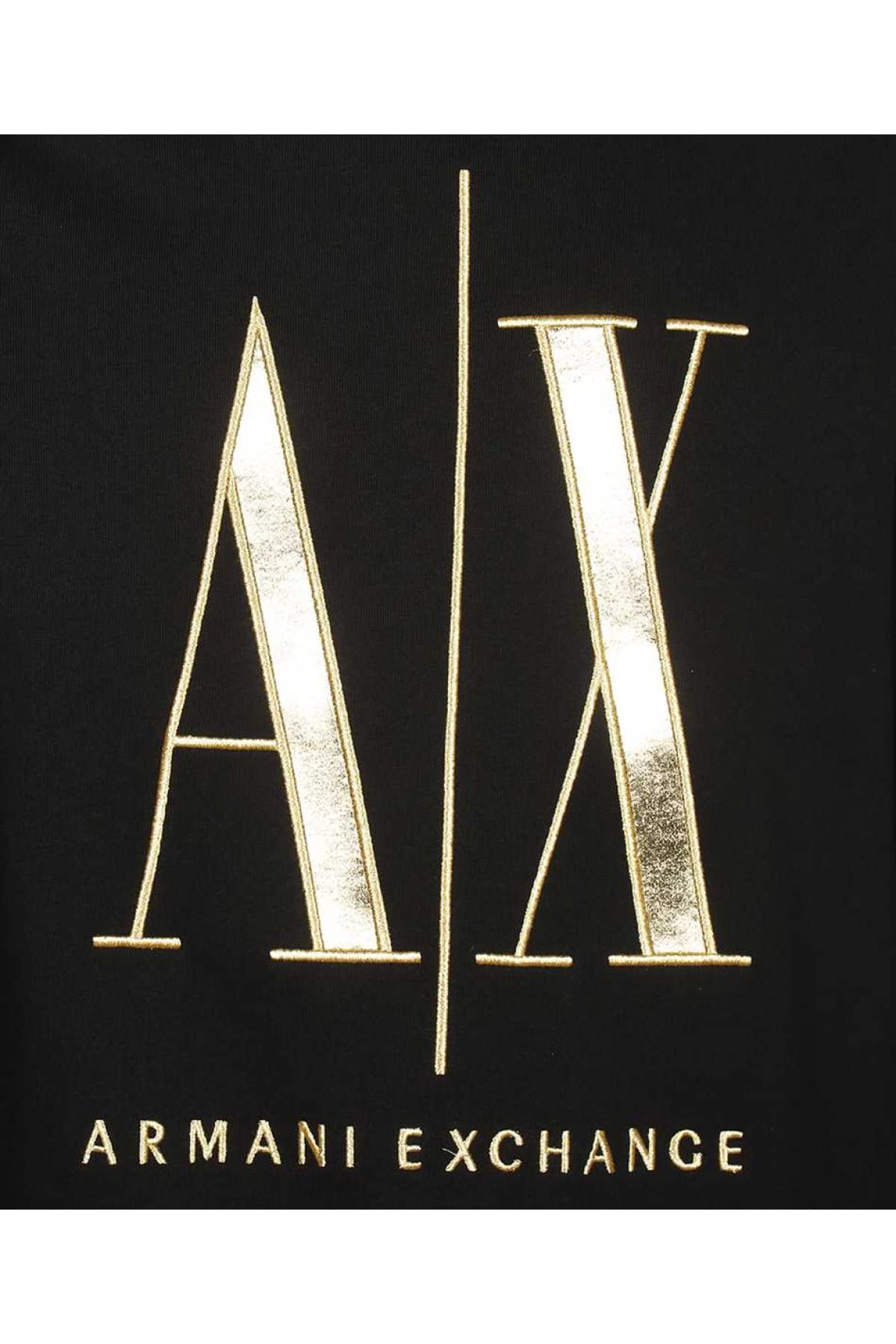 Armani Exchange Icon, Maxi Front Logo, Crew Neck, Sudadera de los Hombres, Black, Small