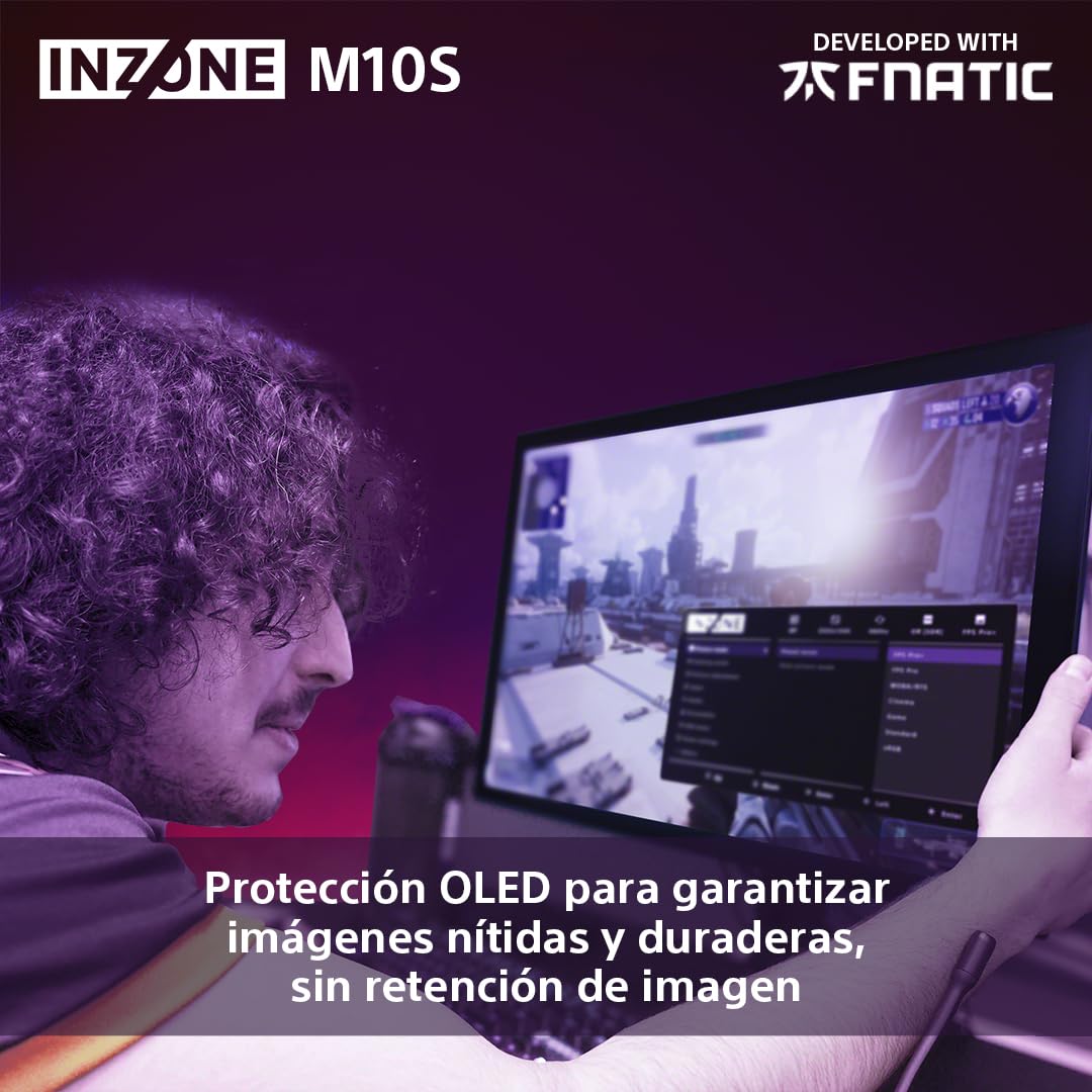 Sony INZONE M10S Monitor Gaming 27": 1440p, 480Hz, 0,03ms GTG, DCI-P3 98,5%, G-Sync, Adaptive Sync, VRR, Modelo desarrollado con Fnatic, 1.300 nits, DisplayPort 2.1-2 x HDMI 2.1 PC y PS5