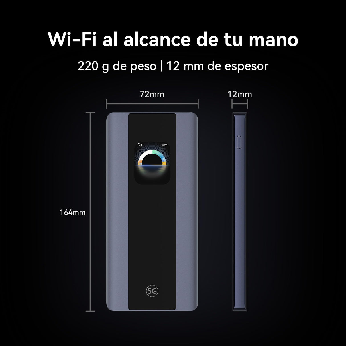 5G Mobile WiFi Pro 5, E6888, Wi-Fi 6 AX3000, 3.600 Mbps en DL/500 Mbps en UL, Zona Wi-Fi Móvil, Router Portátil con Tarjeta SIM, como Fuente de Alimentación Externa, 42 Meses de Garantía
