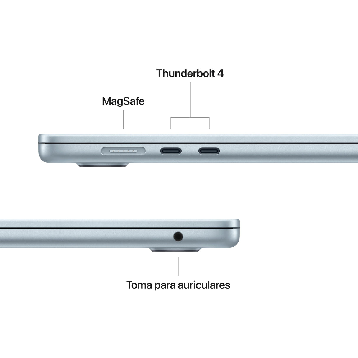 Apple 2025 MacBook Air de 15 Pulgadas con Chip M4: diseñado para Apple Intelligence, Pantalla Liquid Retina de 15,3 Pulgadas, 16 GB de Memoria unificada, 256 GB SSD, Teclado portugués; Azul Cielo