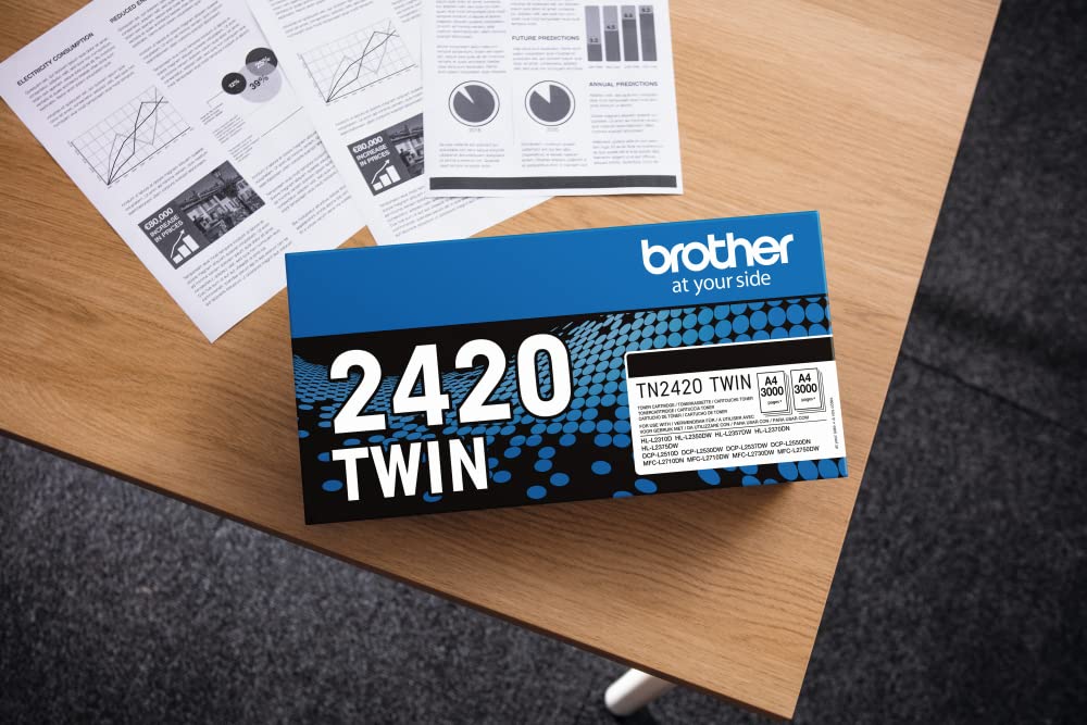 Brother TN2420TWIN Pack de 2 tóner negro de larga duración, para las impresoras MFCL2710DW/MFCL2730DW/MFCL2750DW/DCPL2510D/DCPL2530DW/DCPL2550DN/HLL2310D/HLL2350DW/HLL2370DN/HLL2375DW