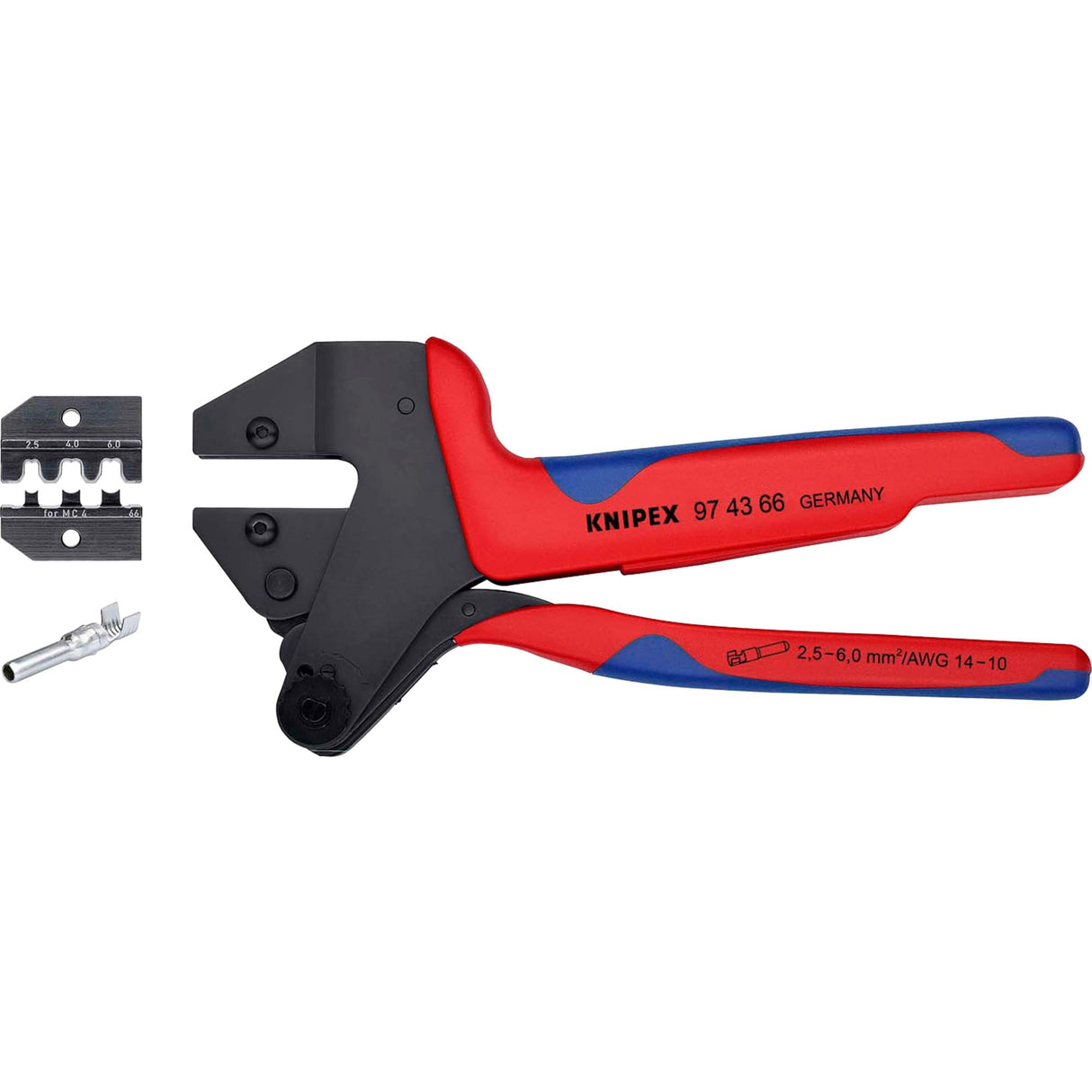 KNIPEX Crimpadora para sistema de mordazas intercambiables para mordazas intercambiables con mangos multicomponente 200 mm, 97 43 66 EVO