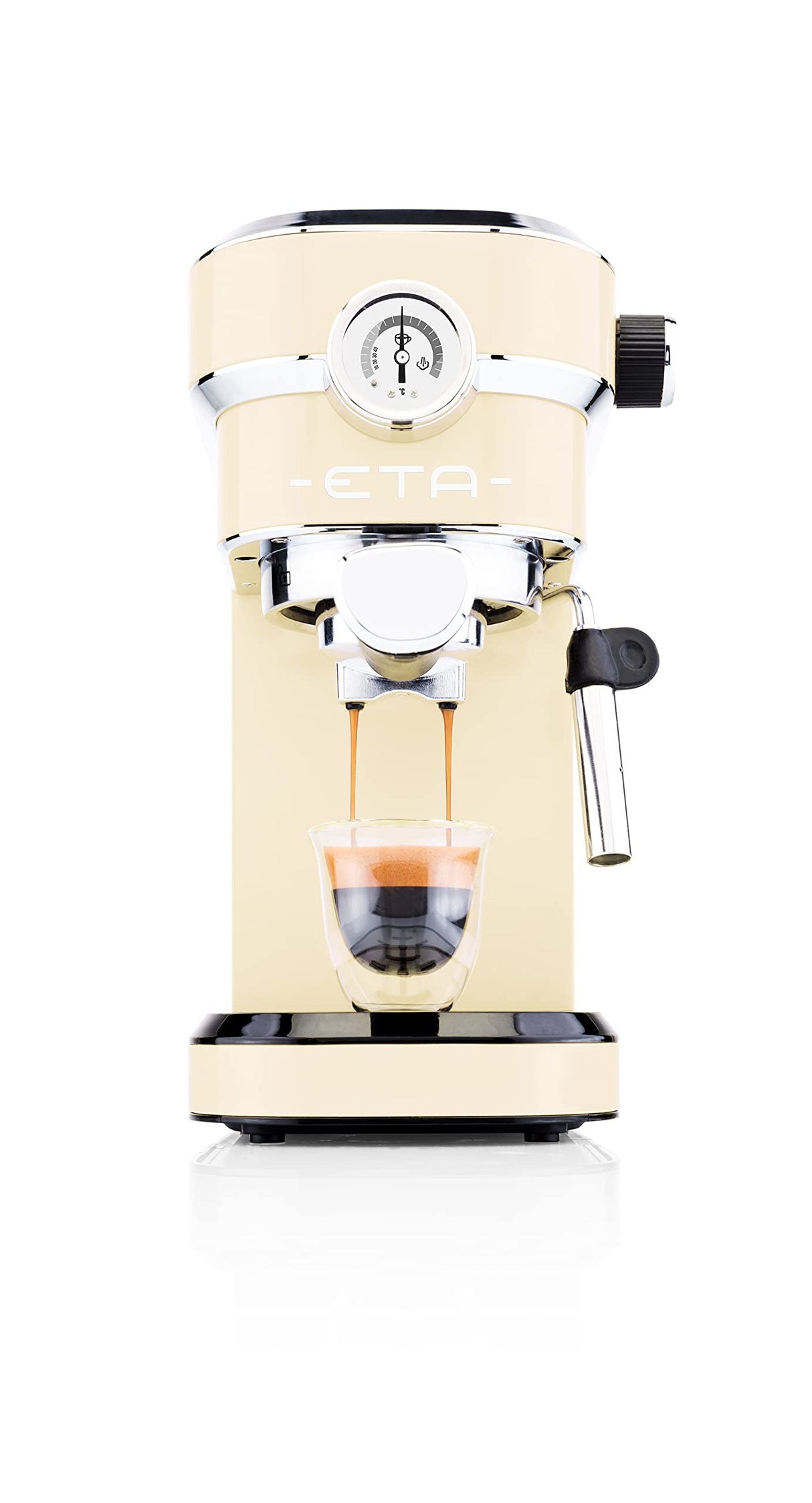 ETA Storio Portafilter I Beige I Espresso Machine I Boquilla de espuma de leche I 20 Bar I Tanque de agua de 750 ml I 1350 W