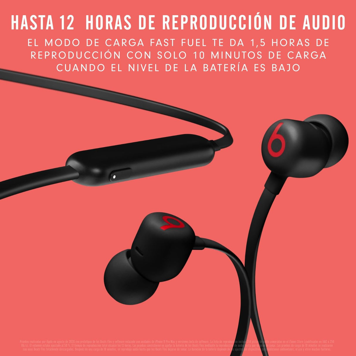 Beats Auriculares inalámbricos Flex – Chip Apple W1, Auriculares magnéticos, Bluetooth de Clase 1, 12 Horas de Sonido ininterrumpido - Negro