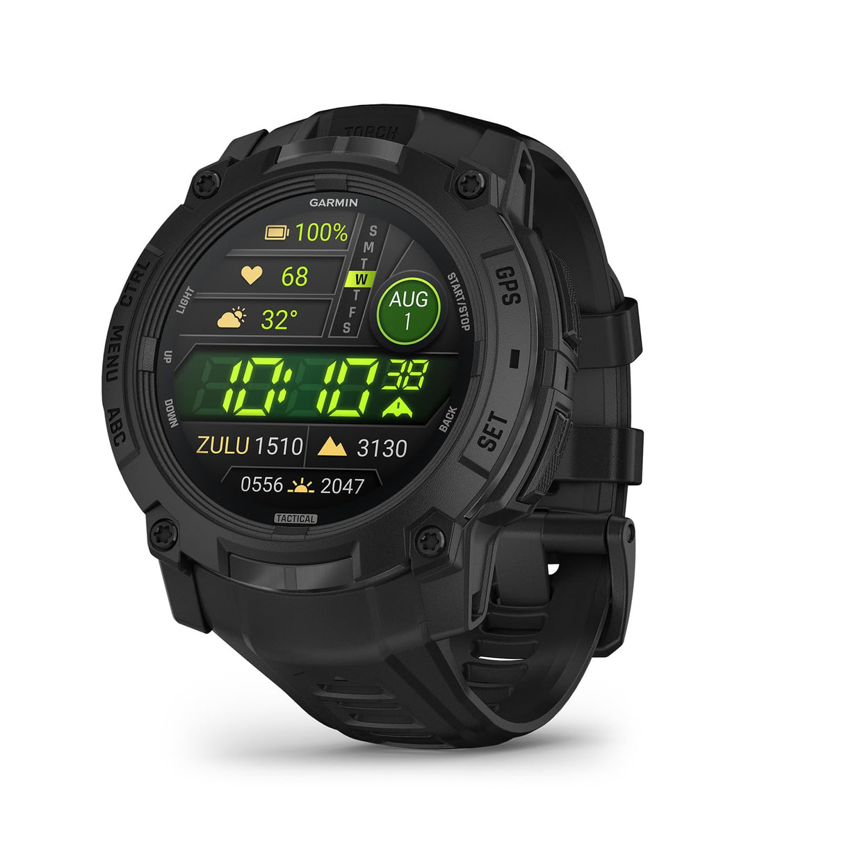 Garmin Instinct 3 Tactical Edition, 50 mm, Reloj Inteligente con GPS Resistente al Agua, Pantalla AMOLED, Funciones Tacticas, Monitorización de la Salud, Linterna LED, hasta 24 días autonomía, Negro