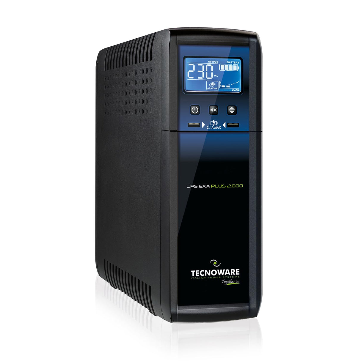 Tecnoware UPS EXA PLUS 2000, Sistema de Alimentación Ininterrumpida 2000VA, Protección contra apagón para Professional PC y Consola Gaming, AVR, USB, Autonomía 20min PC Gaming-50min Consola Gaming