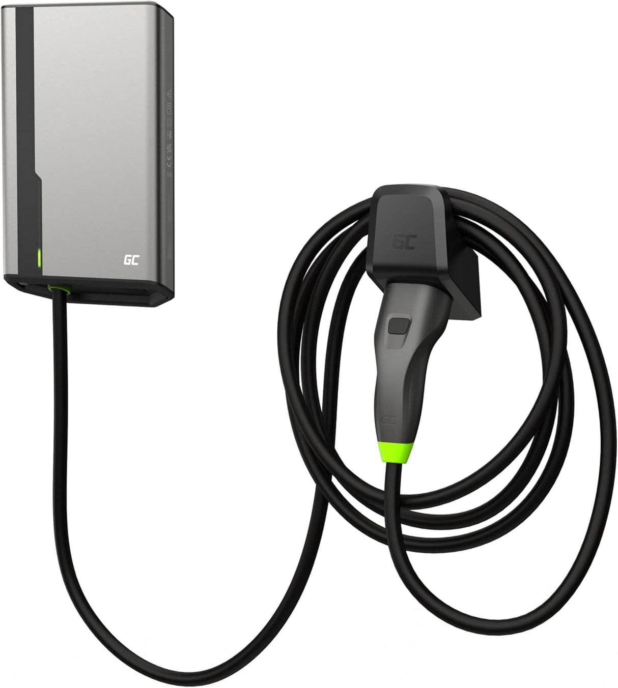 Green Cell GC HabuDen Wallbox 22kW 32A 7,5m NFC RFID Tipo 2 Cable EV Estación de Carga para Vehículos Eléctricos con GC App Bluetooth WiFi Carga de Coche con 22kW / 11kW / 7,2kW / 3,6kW