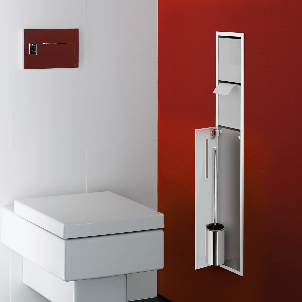 Emco Asis 150 975027850 - Armario de baño para empotrar (Cromo/Cristal Blanco, bisagra de Puerta a Elegir)