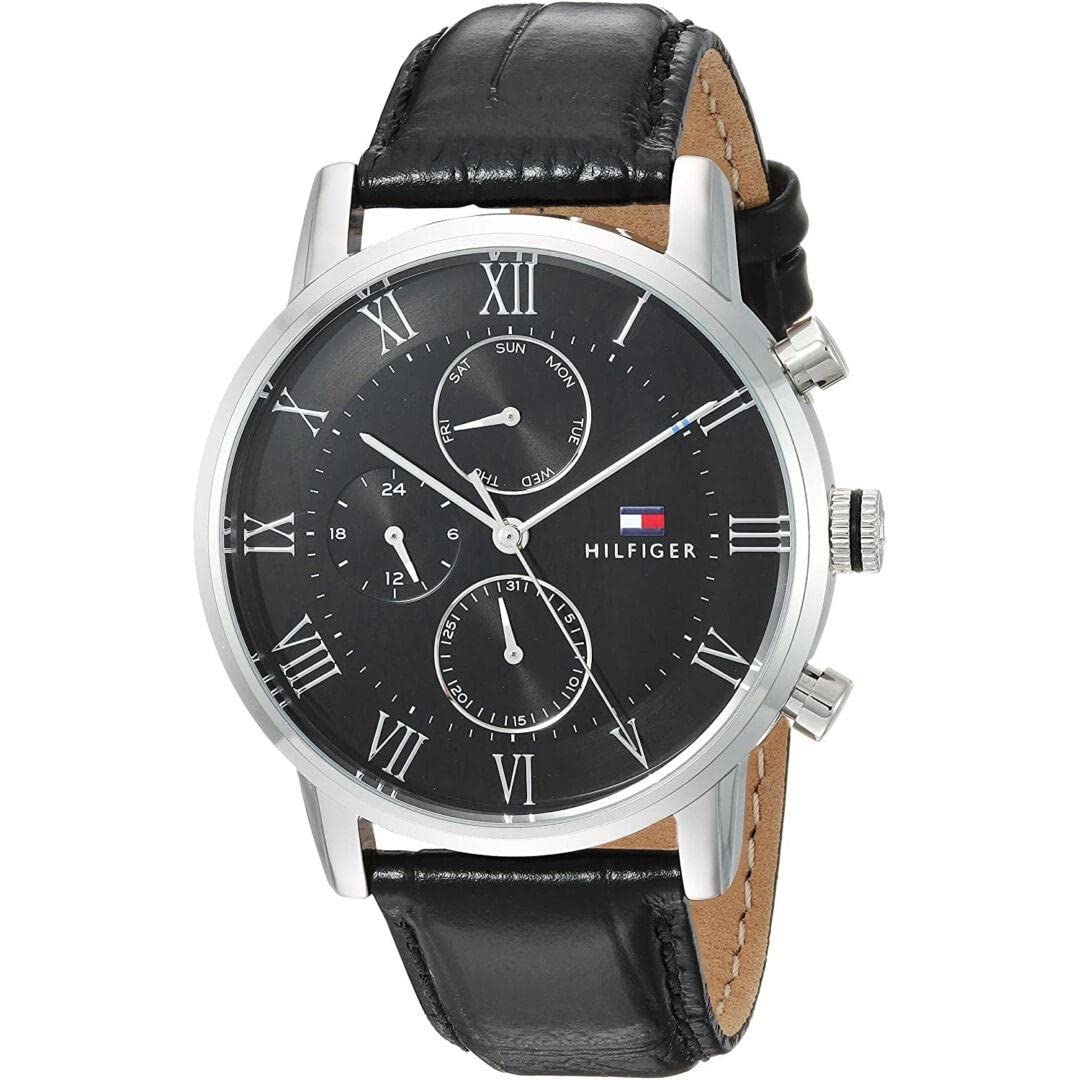 Tommy Hilfiger Reloj Analógico de Cuarzo multifunción para Hombre con Correa en Piel Negro - 1791401